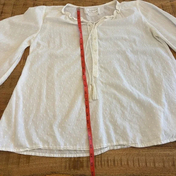 Emerson Fry India Collection Swiss Dot Blouse S Cottage Peasant Boho Coastal - Picture 11 of 11